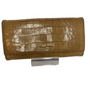 Miu Miu Croc Embossed Patent Leather Flap Continental Wallet